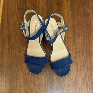 Lucky Brand LK-Marceline Indigo Heavy Canvas wedge heels 8 1/2 Med.